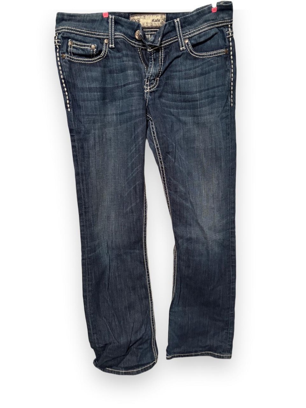BKE “Kate” Classic Dark Blue Boot Cut Jeans with Contrast Stitching 28x31 1/2